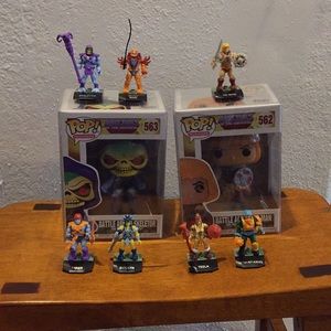 2 MOTU Funko Pops and 7 MOTU figures